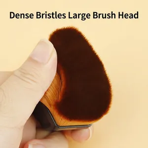 Hexagon foundation brush with dense bristles and flat top for seamless makeup application