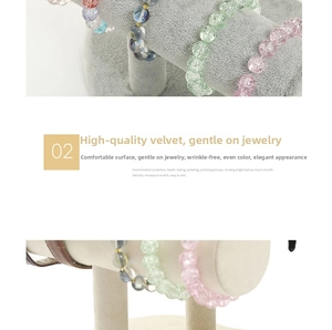 Detailed close-up of velvet jewelry display stand for bracelets with soft fabric texture