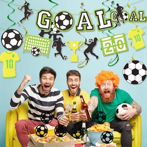 Déco de fête de football avec bannière GOAL et ornements spirales pour anniversaire sportif