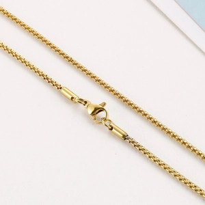 Minimalist gold stainless steel geometric corn chain necklace with a secure lobster clasp