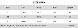 Detailed size chart for women's strapless solid color dress in centimeters and inches