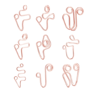 Set di 9 finti piercing al naso in oro rosa, forma a U, per donne senza foratura