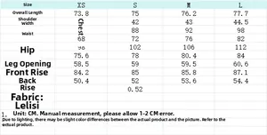 Size chart for women short jumpsuit with measurements for bust, waist, and hips in CM