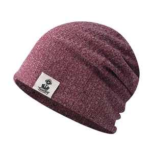 Knitted slouchy beanie in wine red marl finish with Tunboy logo embroidery detail