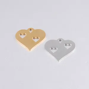 Hollow Heart Charms Mirror Polished Stainless Steel Love Heart Pendant DIY Jewelry Making Accessories