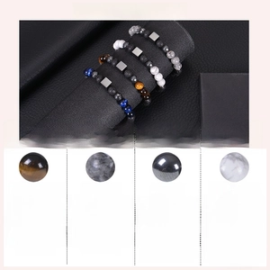 8mm natural tiger eye stone and hematite beaded bracelets set for men yoga jewelry