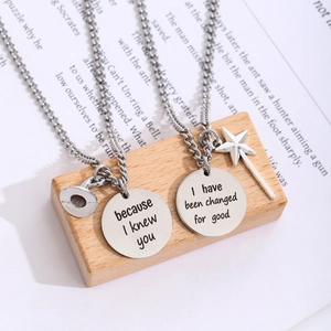 Friendship Pendant Necklaces Stainless Steel Wicked Witch Musical Inspired Heartfelt Engraved Jewelry For Best Friends