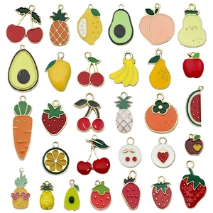 DIY colorful enamel fruit charms set with gold plating for necklaces and bracelets