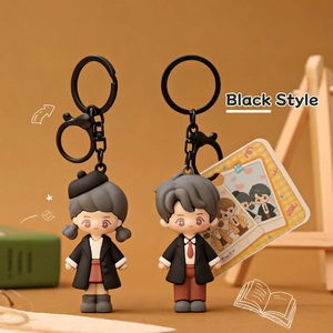 Korean Style Cute Couple Cartoon PVC Keychains Fashion Bag Pendant Couple Key Ring Gifts For Lovers Students