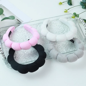 Sponge cloud headband set in pink, black, white, and gray with soft towel fabric
