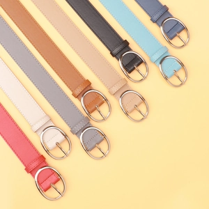 Premium PU leather belts for women with oval metal buckles in multiple colors
