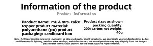 Detailed product specifications for vinyl elderly couple cake topper decoration in a box