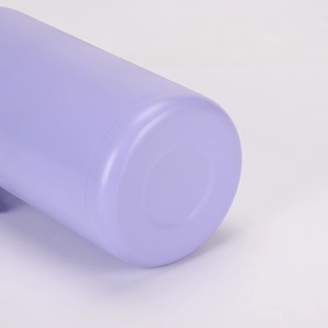Macro shot of the lavender matte textured bottom of this 1L vacuum insulated water bottle