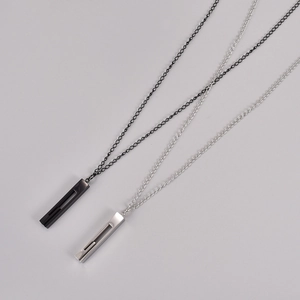 Geometric Hollow Bar Pendant Necklace 316L Stainless Steel Minimalist Industrial Style Hip Hop Jewelry For Men Women