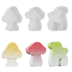 Set di stampi in silicone a forma di fungo 3D per colata di resina e candele
