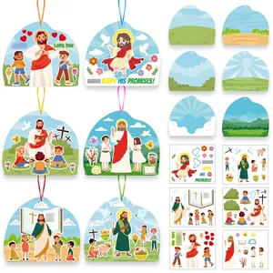 Set de pegatinas religiosas de Pascua con 6 tarjetas de escenas colgantes para manualidades
