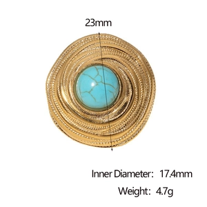 Dimensions détaillées de la bague torsadée plaquée or sertie d'une turquoise