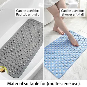 Tappetino antiscivolo in PVC per vasca con ventose e texture massaggiante grigio e blu