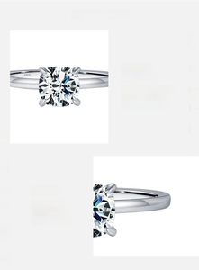 Detailed S925 sterling silver ring featuring D color VVS1 3EX cut moissanite diamond