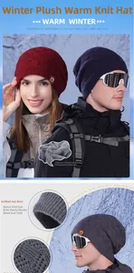 Close-up of thick fleece lining and durable knit texture on winter earflap hats