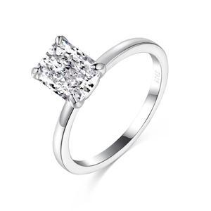 S925 sterling silver ring with 6x8mm radiant cut ice flower cubic zirconia stone