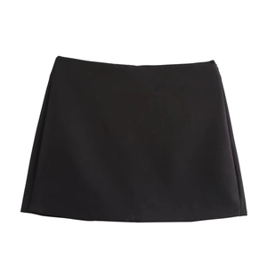 Classic black A-line mini skirt skort made of high-quality blend fabric for women