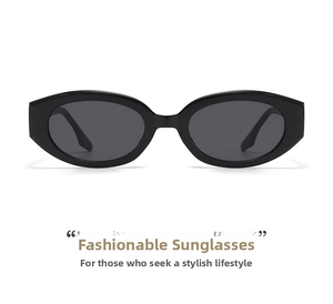 Detail view of the sleek thick frame and ergonomic temple of black cat-eye sunglasses