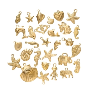 Gold plated stainless steel sea animal charms and animal pendants for DIY jewelry making