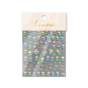 3D embossed tulip nail art stickers in various colors with floral pattern design