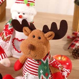 Cute reindeer and snowman Christmas gift bags made of soft felt and knitted fabric