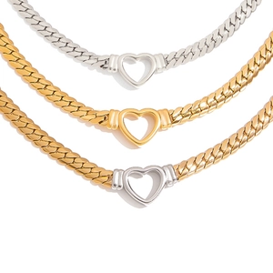 Flat heart necklace set in gold, silver, and two-tone finishes for a luxury look