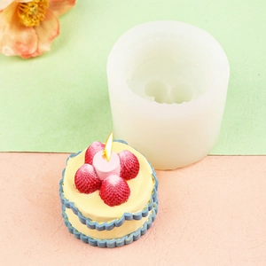 3D Erdbeerkuchen Silikonform für DIY handgefertigte Duftkerzen und Harzdekorationen