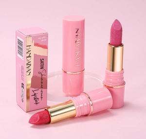 Handaiyan satin shimmer cream lipstick, moisturizing sparkling pink lip gloss for party makeup.