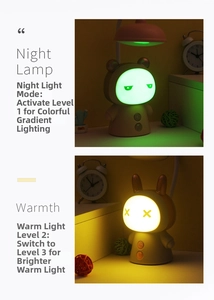 Cartoon astronaut and rabbit LED lamps with adjustable flexible neck and night light mode