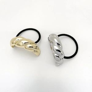 Twisted Alloy Hair Ties U-Shaped Croissant Ponytail Holders Elastic Metallic Hair Bands For Women