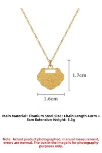 Detailed size specifications of gold plated auspicious cloud lock necklace in titanium steel