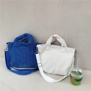 Sac Bandoulière Femme En Velours Côtelé Petit Fourre-Tout Fermeture Éclair Style Rue Étudiant Quotidien
