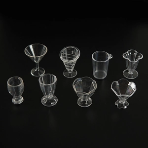 Set of 8 miniature transparent resin dessert cups for DIY crafts and dollhouse decor