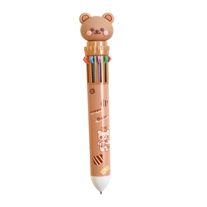 Penna a sfera 10 colori con orsetto cartone animato e punta 3D per scuola e studenti