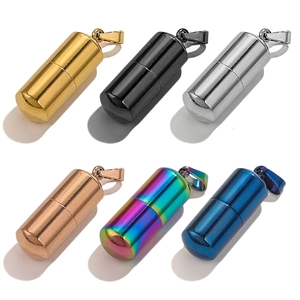 Capsule pendant necklace in six metallic colors for keepsakes or perfumes