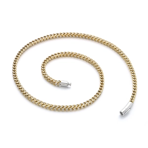Collier chaîne os de dragon en acier titane bicolore avec fermoir cylindrique