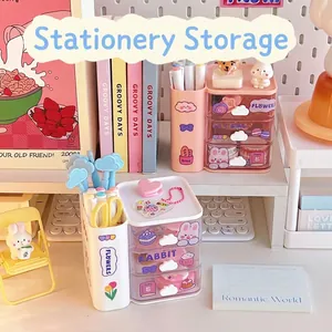 Cloud desktop organizer with multi-compartment drawers for office and student stationery