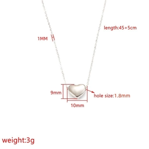 Polished silver heart pendant necklace with dimensions 10x9mm and 45cm chain length