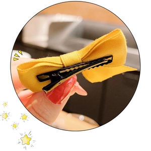 Handcrafted yellow ribbon bow hair clip with durable metal alligator clip for girls