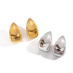 Polierte hohle Tropfen-Ohrstecker aus Edelstahl in Gold- und Silberfarben