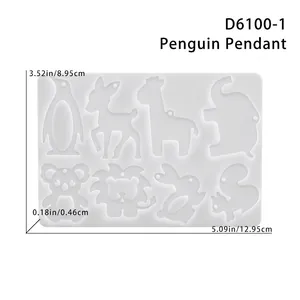 Dimensions du moule en silicone pour 8 formes d'animaux comme pingouin et éléphant