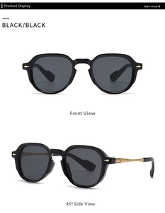 Classic black retro sunglasses with square frames and gold diamond rivets detail