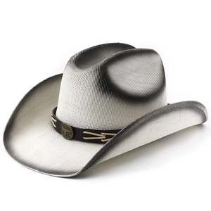Chapeau De Cowboy Western Paille Tissé Protection Solaire Boucle Tête De Taureau Rétro Pour Hommes Femmes