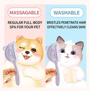 Spazzola massaggiante viola per animali, design a doppia funzione per la cura e la pulizia