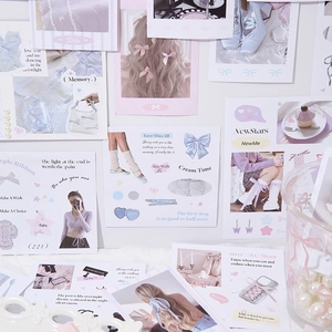 Aesthetic Balletcore sticker pack with pink and blue ribbon DIY scrapbooking cards